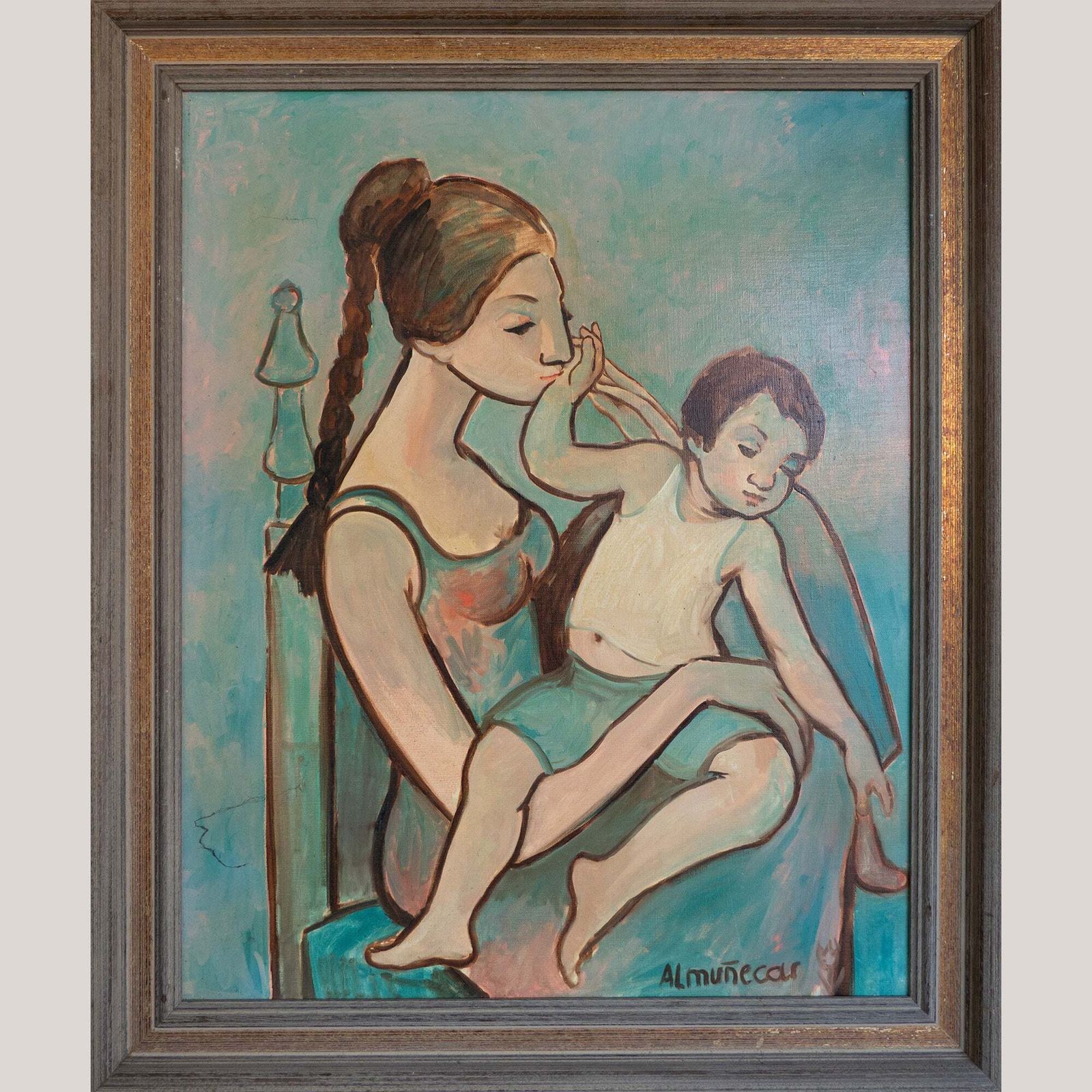 Set Of Four Mid Century Portraits – Signed “Almuñecar,” Oil On Canvas photo Art