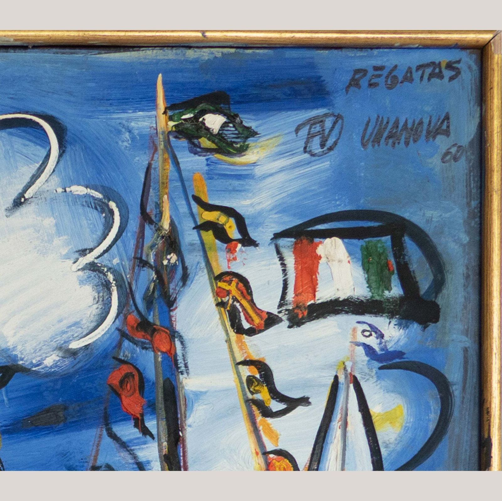 "Zeilboten Bij Regatta – Olieverf Van Fermín Vilanova (1960)" photo 3660.0