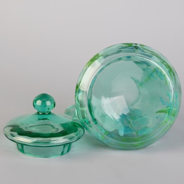 Antique Victorian Lidded Glass Hand Painted Floral Jug photo furniture
