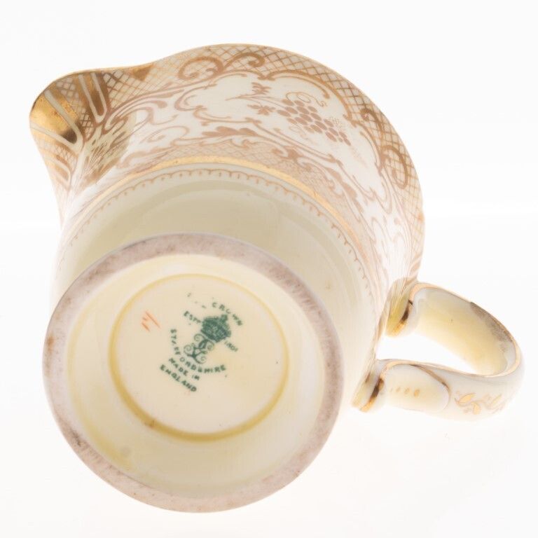 Antique Crown Staffordshire Gilt Porcelain Cream Jug photo for sale