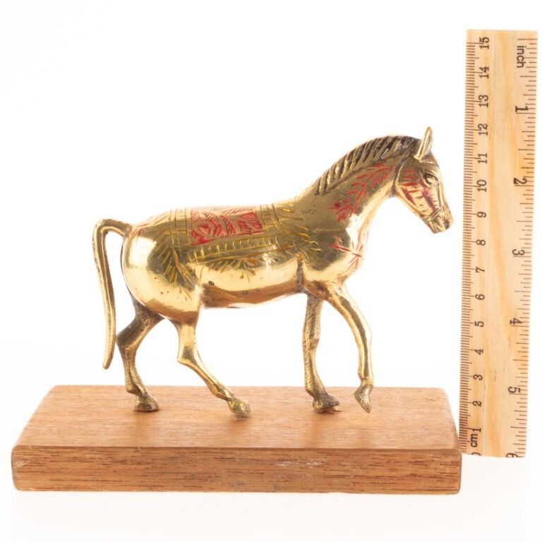 Antique Chased Cold Painted Brass Horse Sculpture photo Art