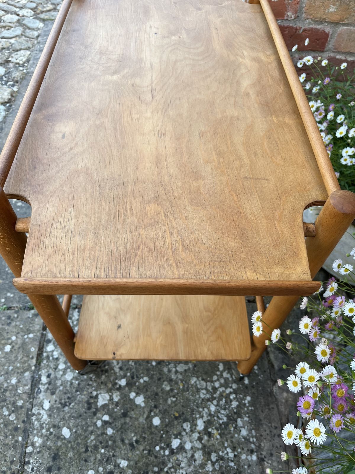 Mid Century Wooden Bar Trolley Cart photo vinterior