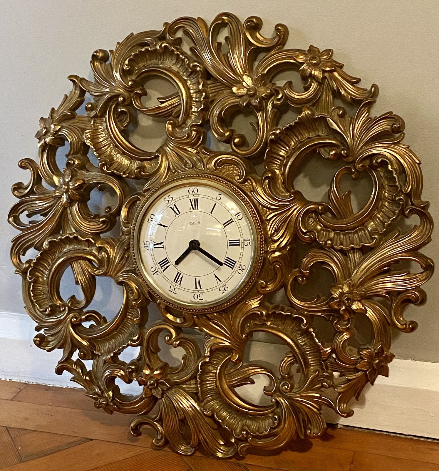 Vintage 1960's Jaeger Wall Clock French Rococo Design Jlc Lecoultre Lic Ato Deco Interior Design Atmos Reverso Memovox Master Polaris photo Home Decor