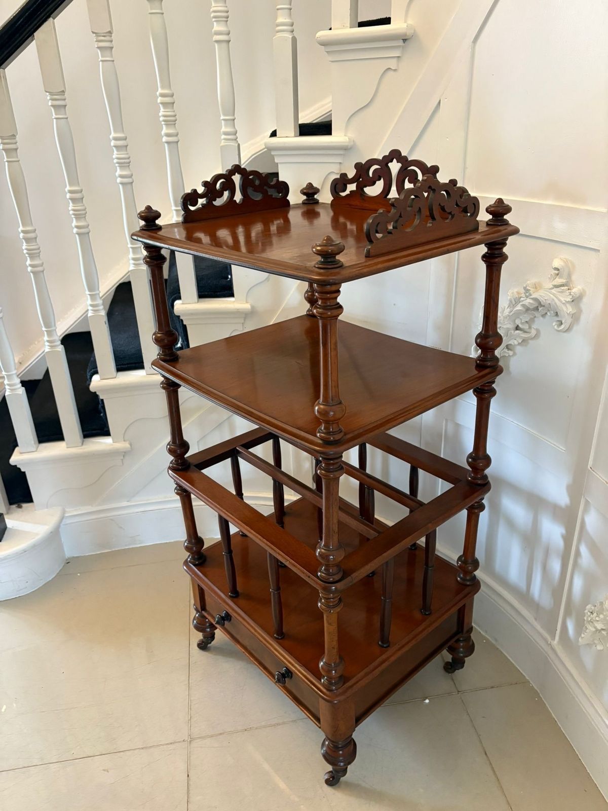 Furniture Antique 19th Century Quality Mahogany Free Standing Canterbury Whatnot photo