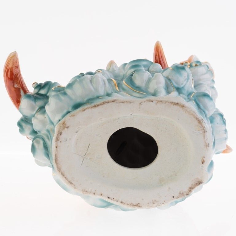 Chinese Polychrome Hand Painted Koi Fish Porcelain Ceramic Sculpture photo furniture