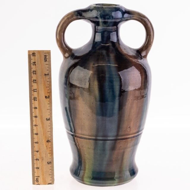 Thulin Belgian Art Nouveau Glazed Faience Ceramic Pottery Vase photo for sale
