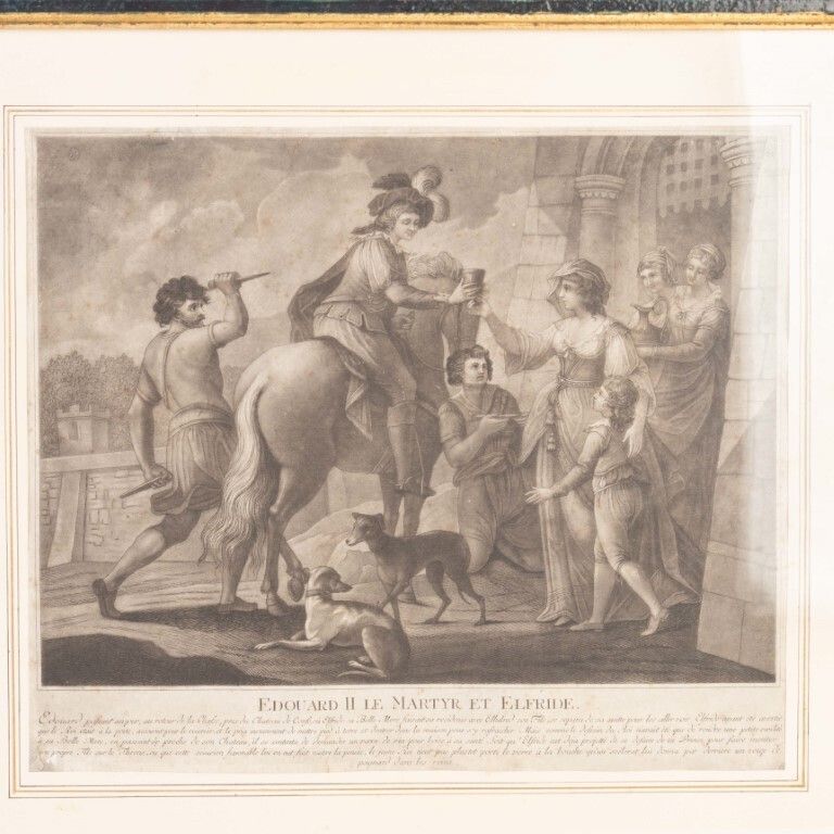 Edward II The Martyr & Elfrida By Francesco Bartolozzi French Engraving photo furniture
