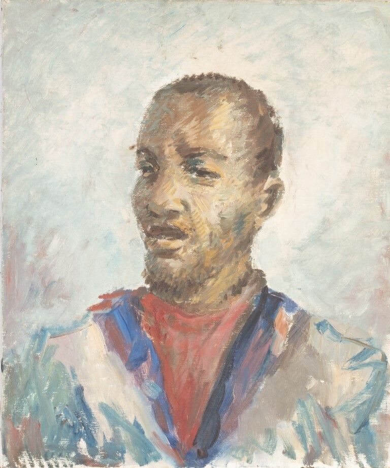 Ethnographic Portrait Painting On Canvas Of An African Gentleman