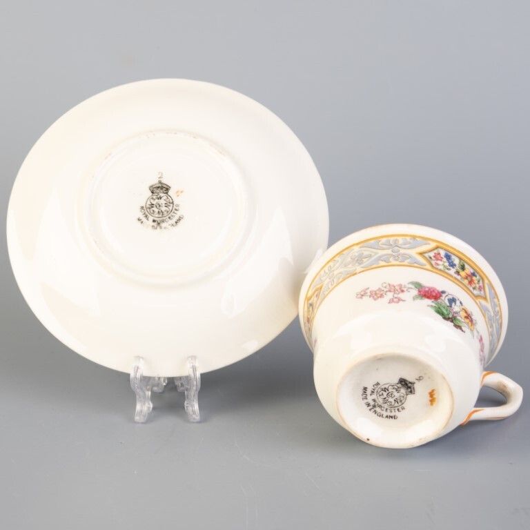 Royal Worcester Art Nouveau Porcelain Teacup With Saucer photo furniture