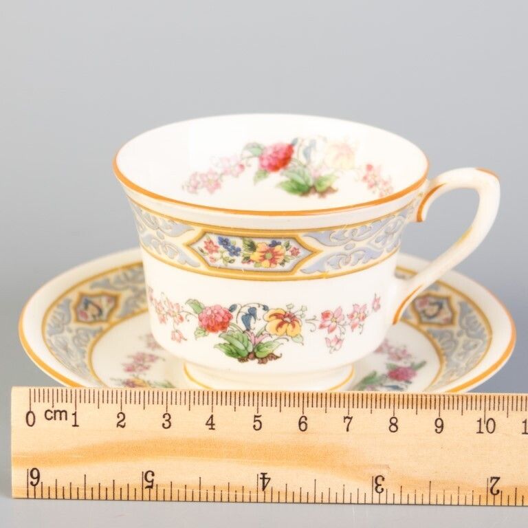 Royal Worcester Art Nouveau Porcelain Teacup With Saucer photo for sale