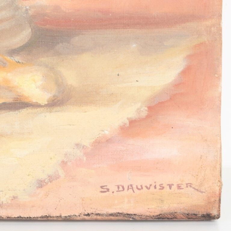 French Still Life Flowers Oil Painting On Canvas Signed S. Dauvister photo Art