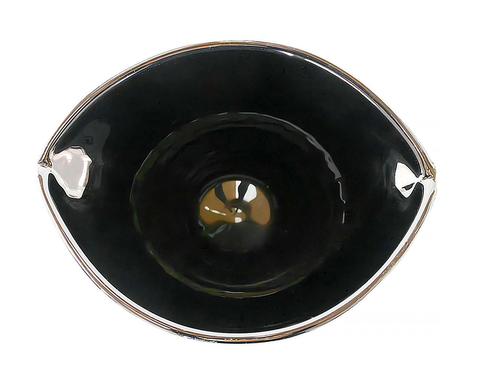 Italian Handmade Black And Gold Murano Glass Vase photo vintage