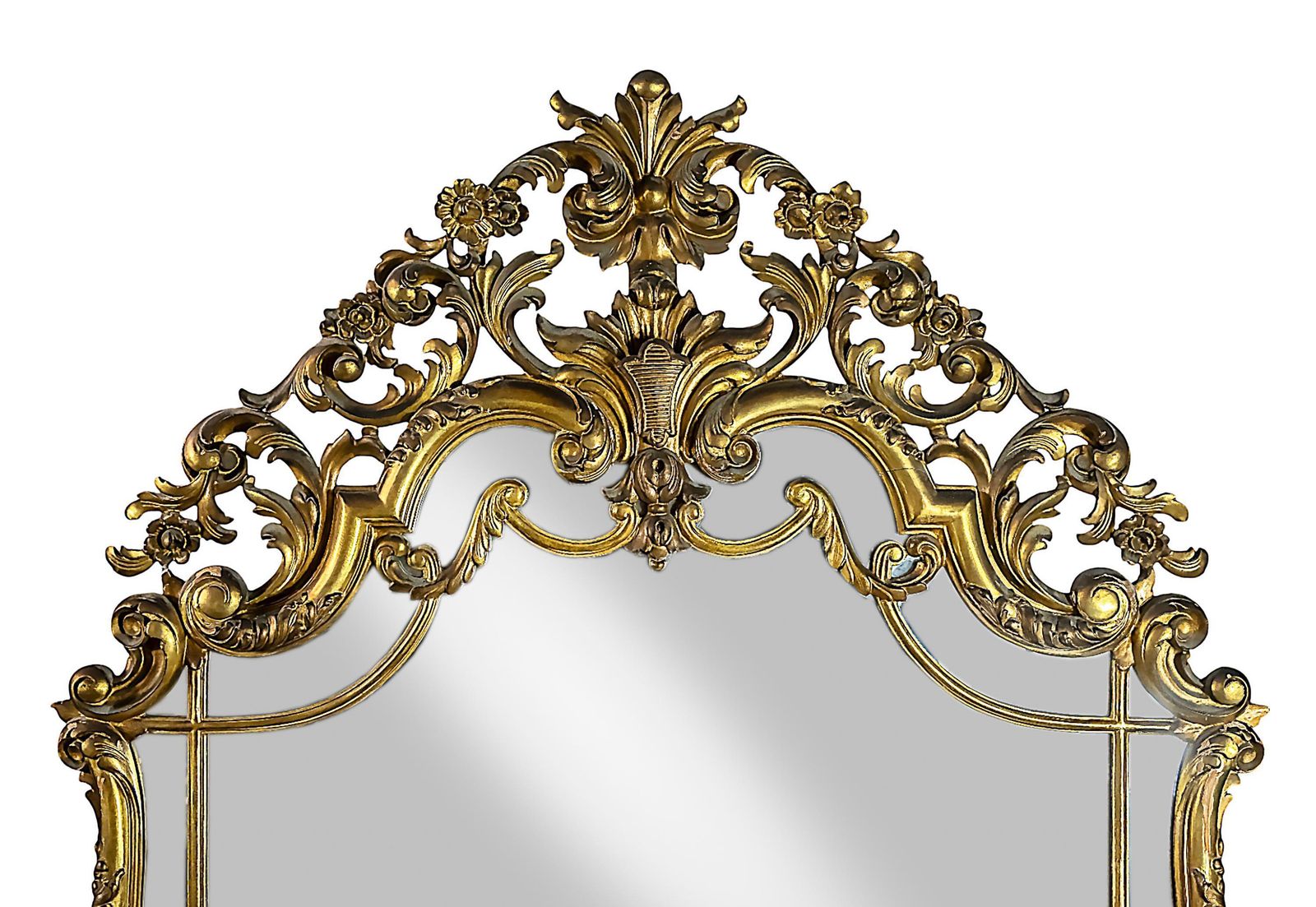 Large Antique Spanish Hand Carved Gilt Wood Wall Mirror photo furniture