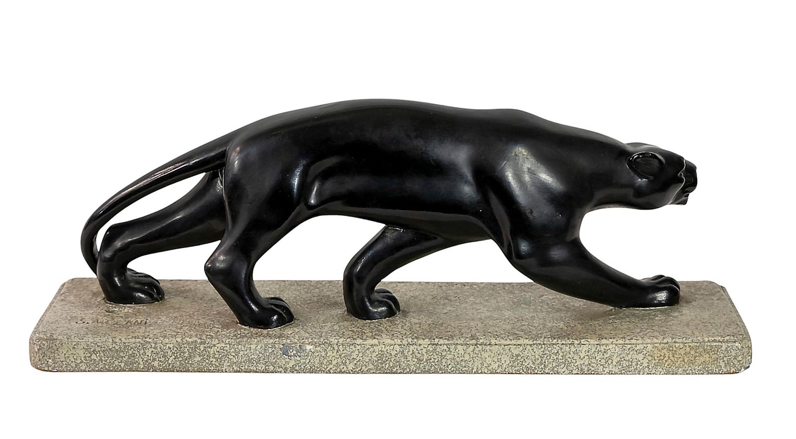 Italian Art Deco Plaster Panther Sculpture By S. Melani, 1930's photo furniture