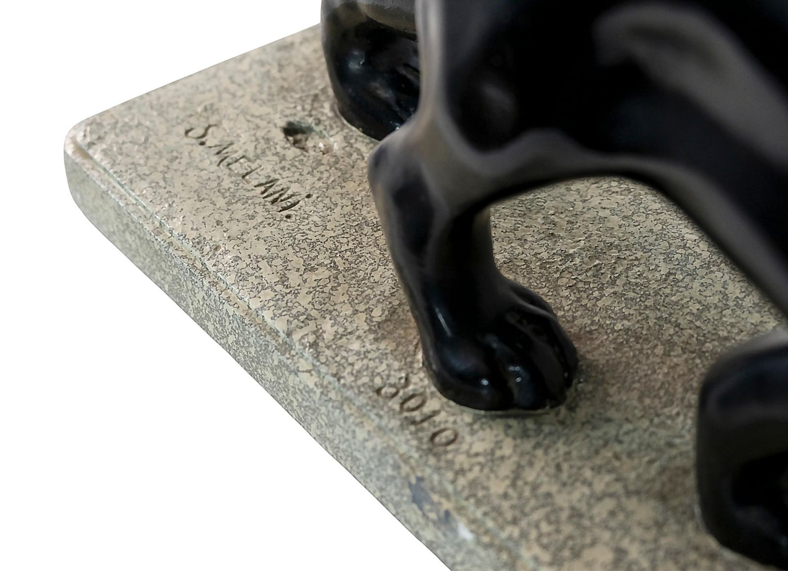 Italian Art Deco Plaster Panther Sculpture By S. Melani, 1930's photo Art