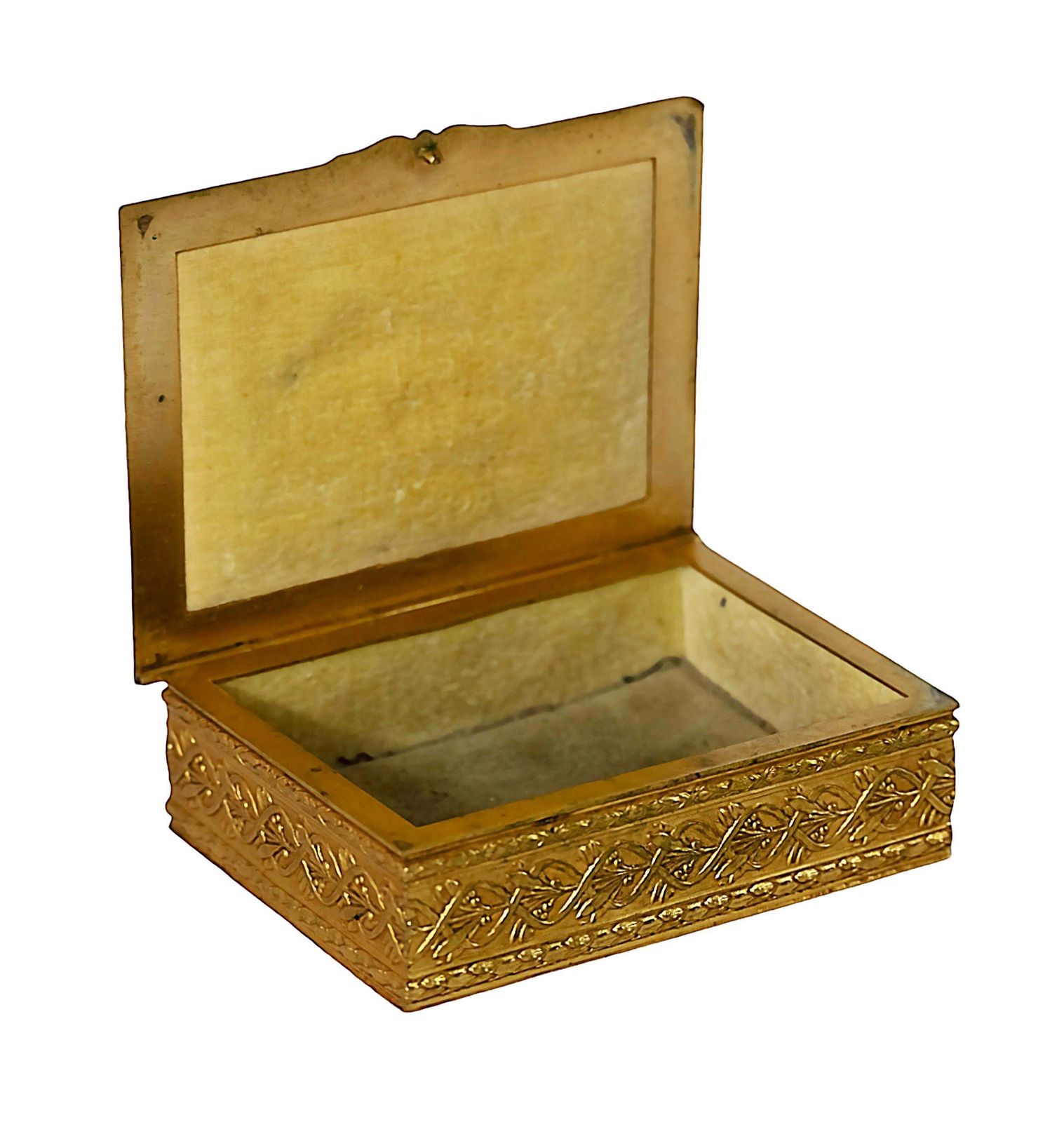 French Gilt Bronze Jewelry Box With Limoges Enamel Portrait Plaque photo Home Decor