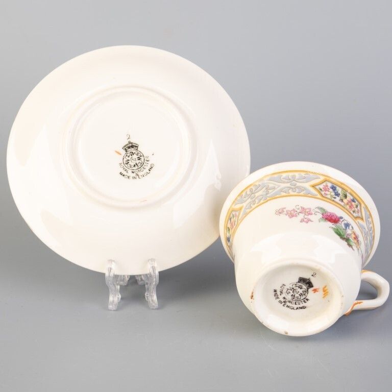 Royal Worcester Art Nouveau Porcelain Teacup With Saucer photo furniture