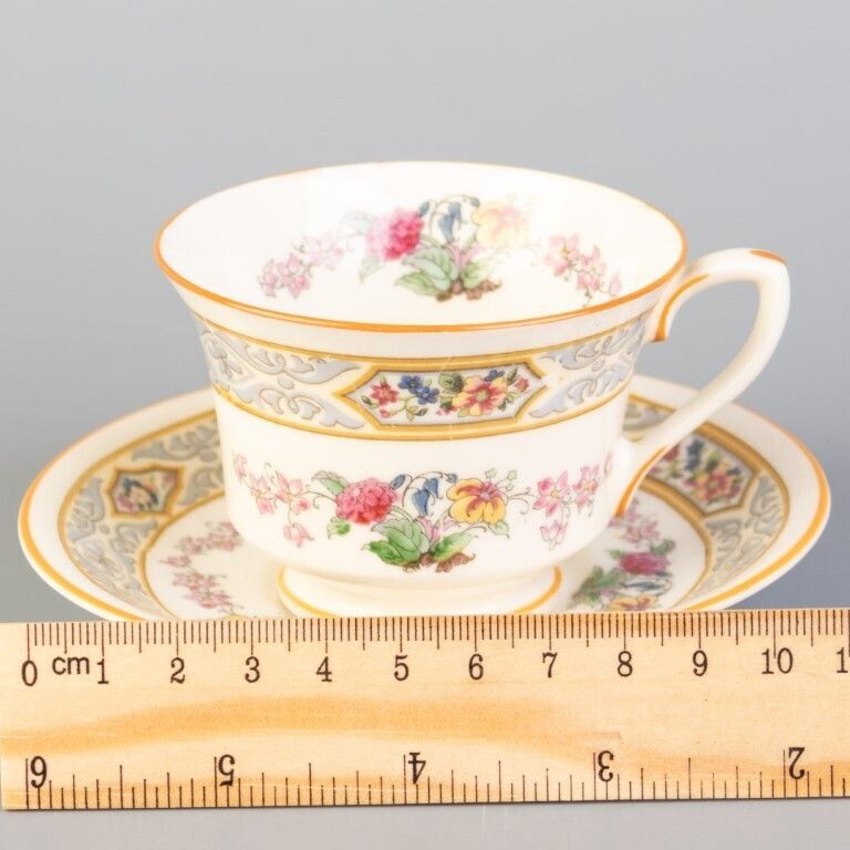 Royal Worcester Art Nouveau Porcelain Teacup With Saucer photo for sale