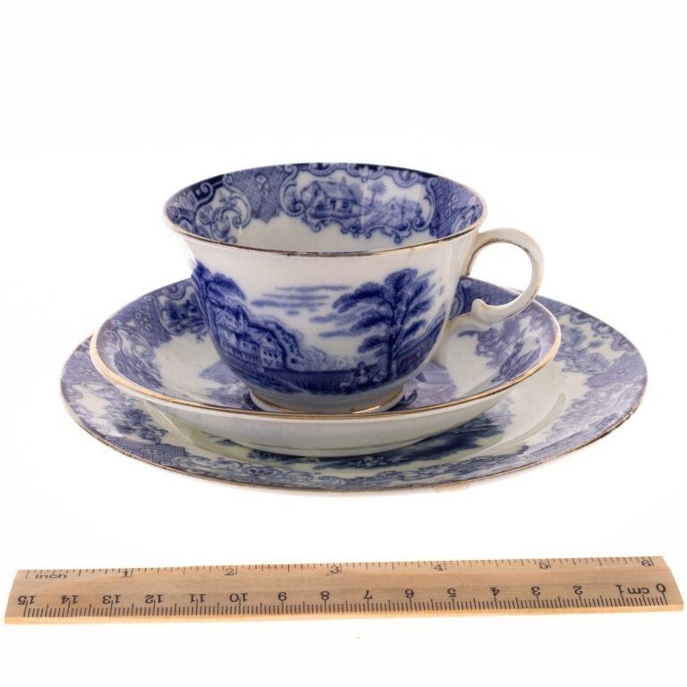 Antique Old English Scenery Heathcote Porcelain Teacup & Saucers photo Home Decor
