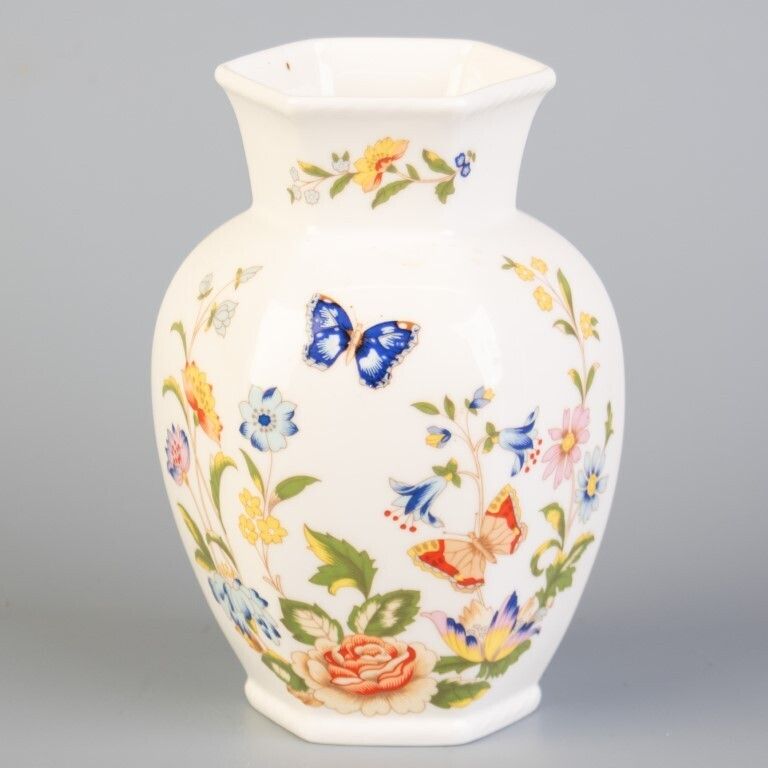 Royal Aysnley Porcelain Ceramic Butterflies Vase