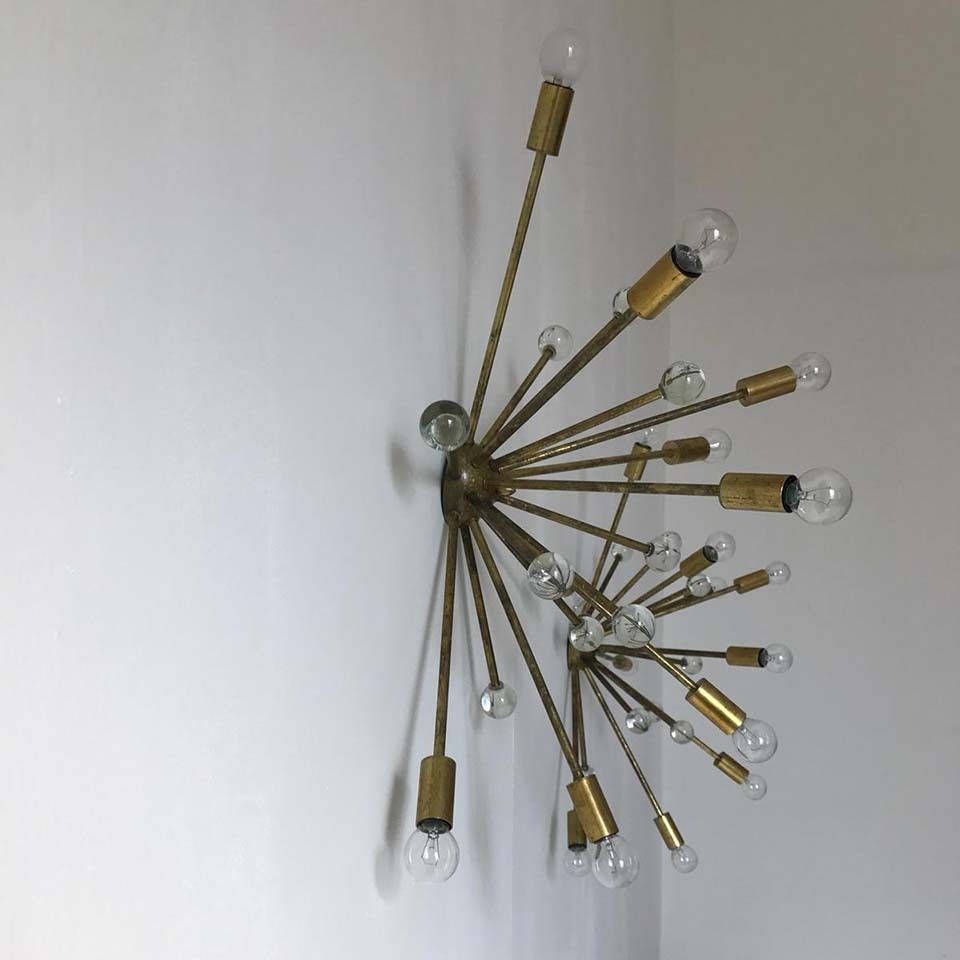Pair Of Sputnik Gold Lamps   Design photo furniture
