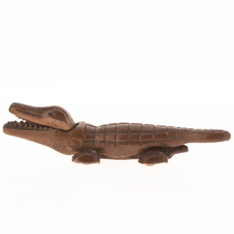 Antique Bronze Alligator Crocodile Nutcracker