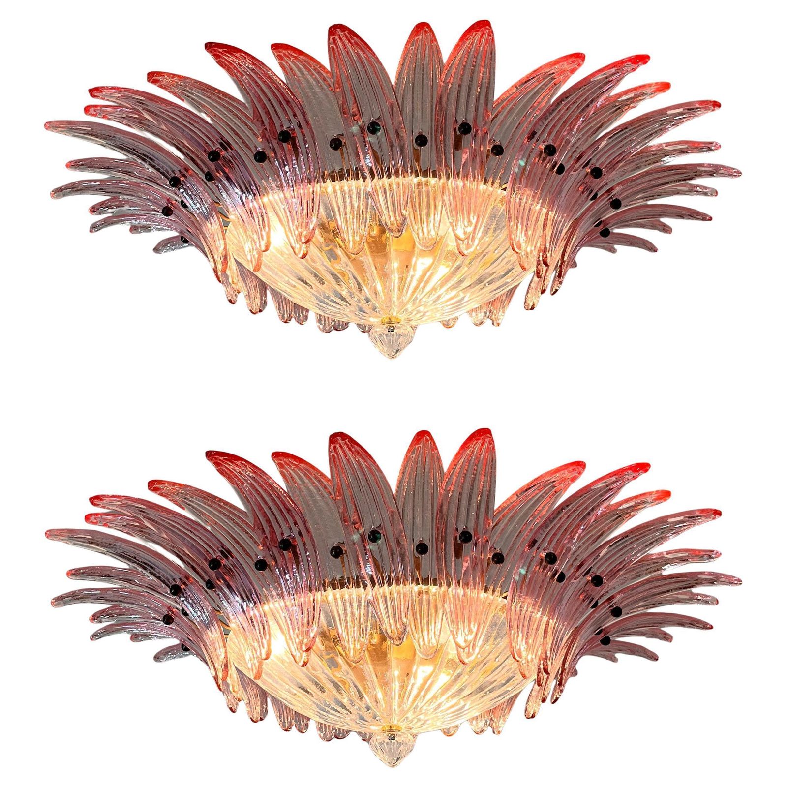 Pair Mid 20th Century Pink Murano Chandelier