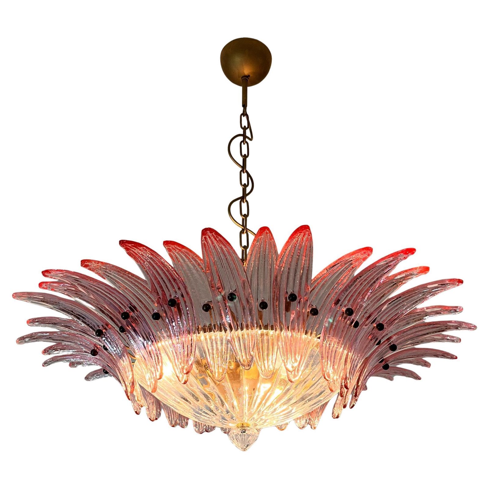Pair Mid 20th Century Pink Murano Chandelier photo for sale