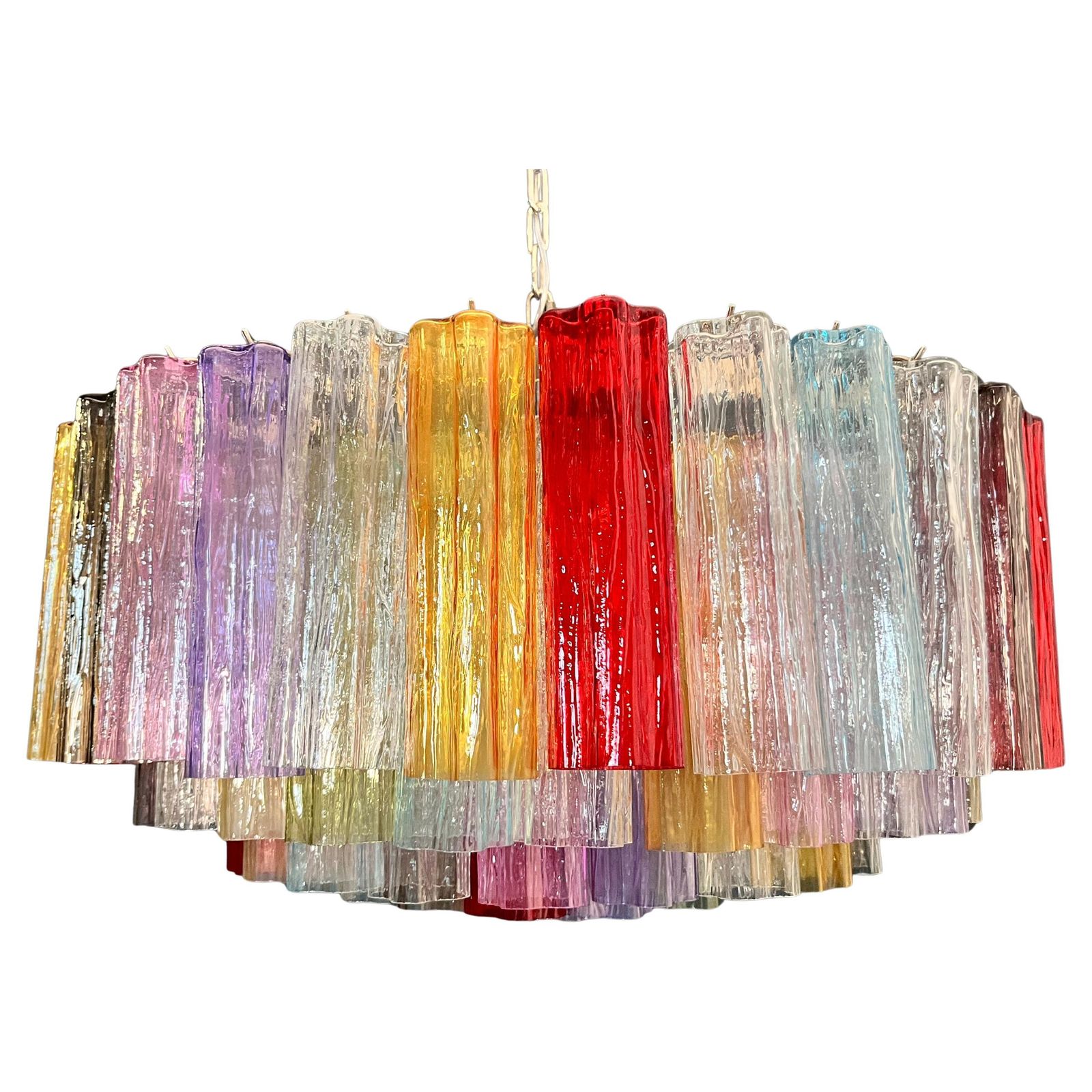 photo buy Magnificent Murano Glass Chandelier, 101 Multicolor Tube Glasses