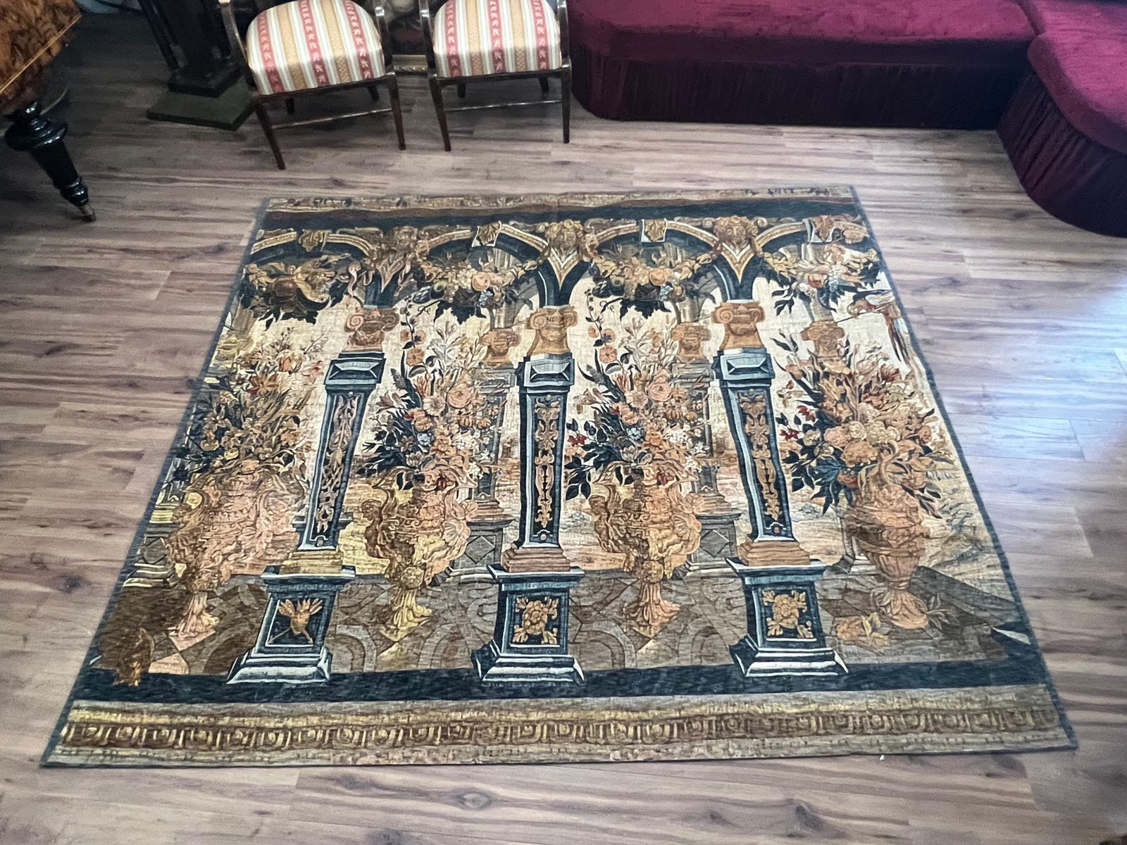 "Colonnades" Tapestry 1980c photo furniture