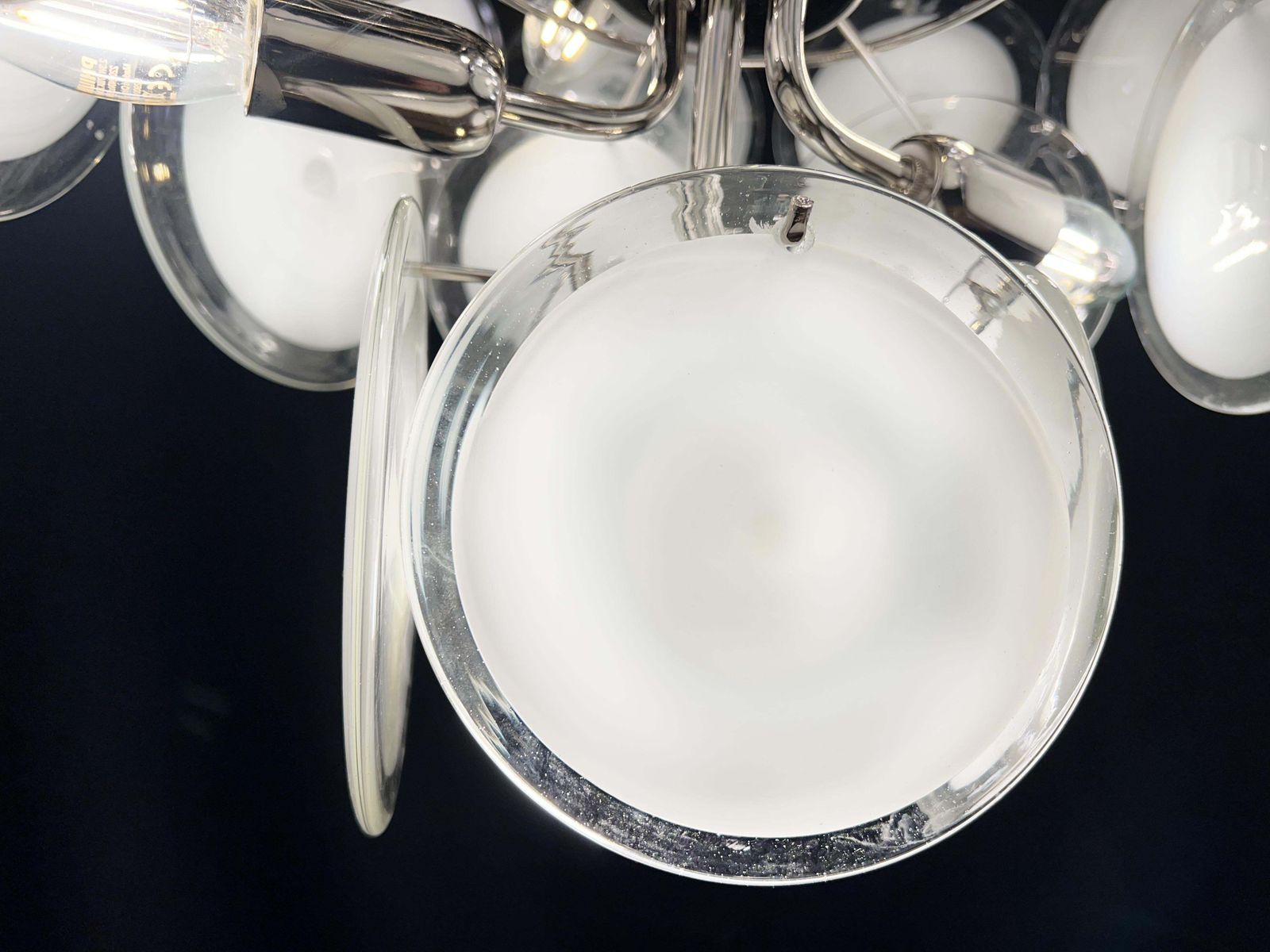 Disc White Murano Glass Chandelier By Vistosi photo for sale