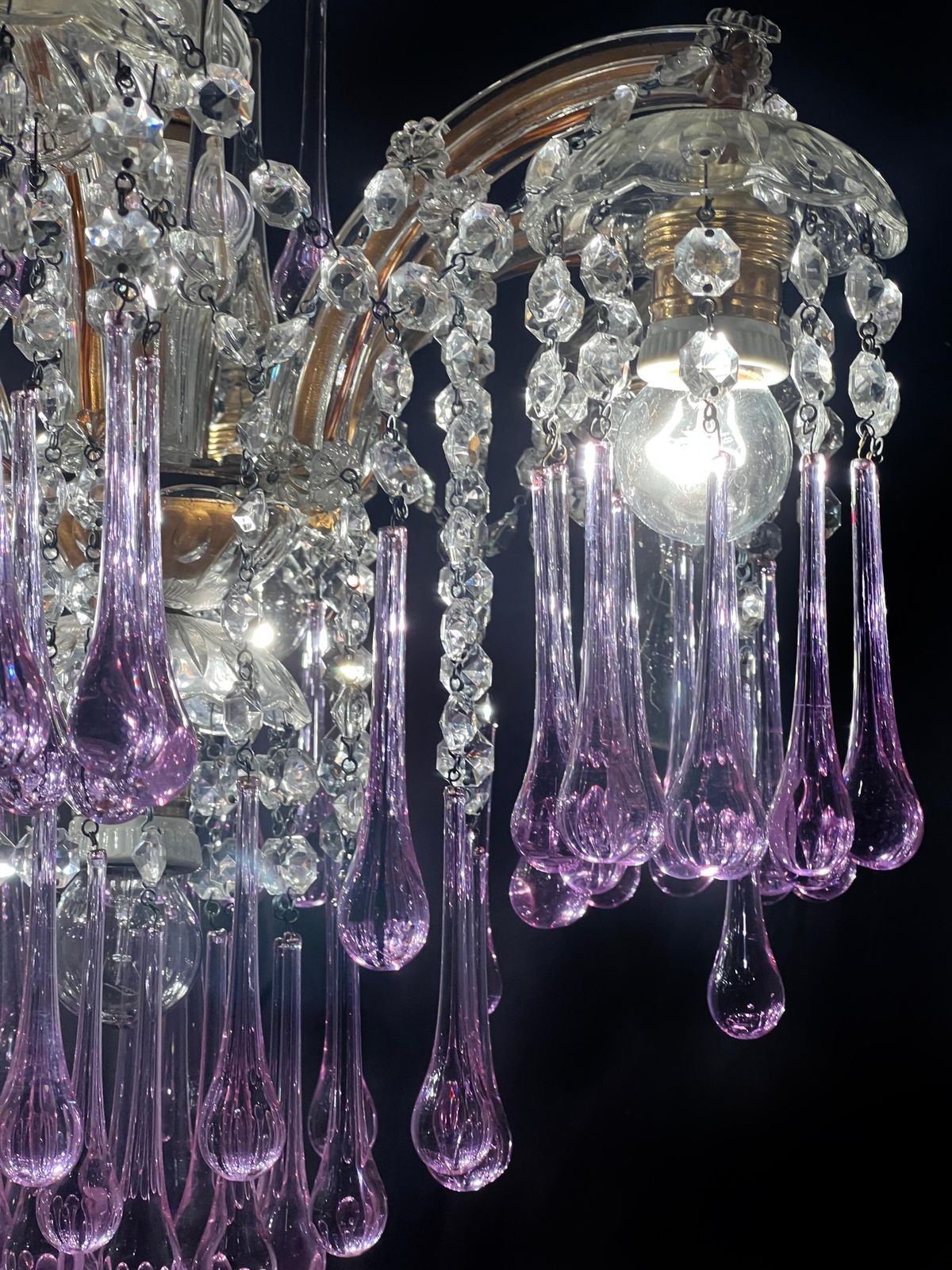 photo vintage Liz Taylor's Tears Murano Chandelier 1950s