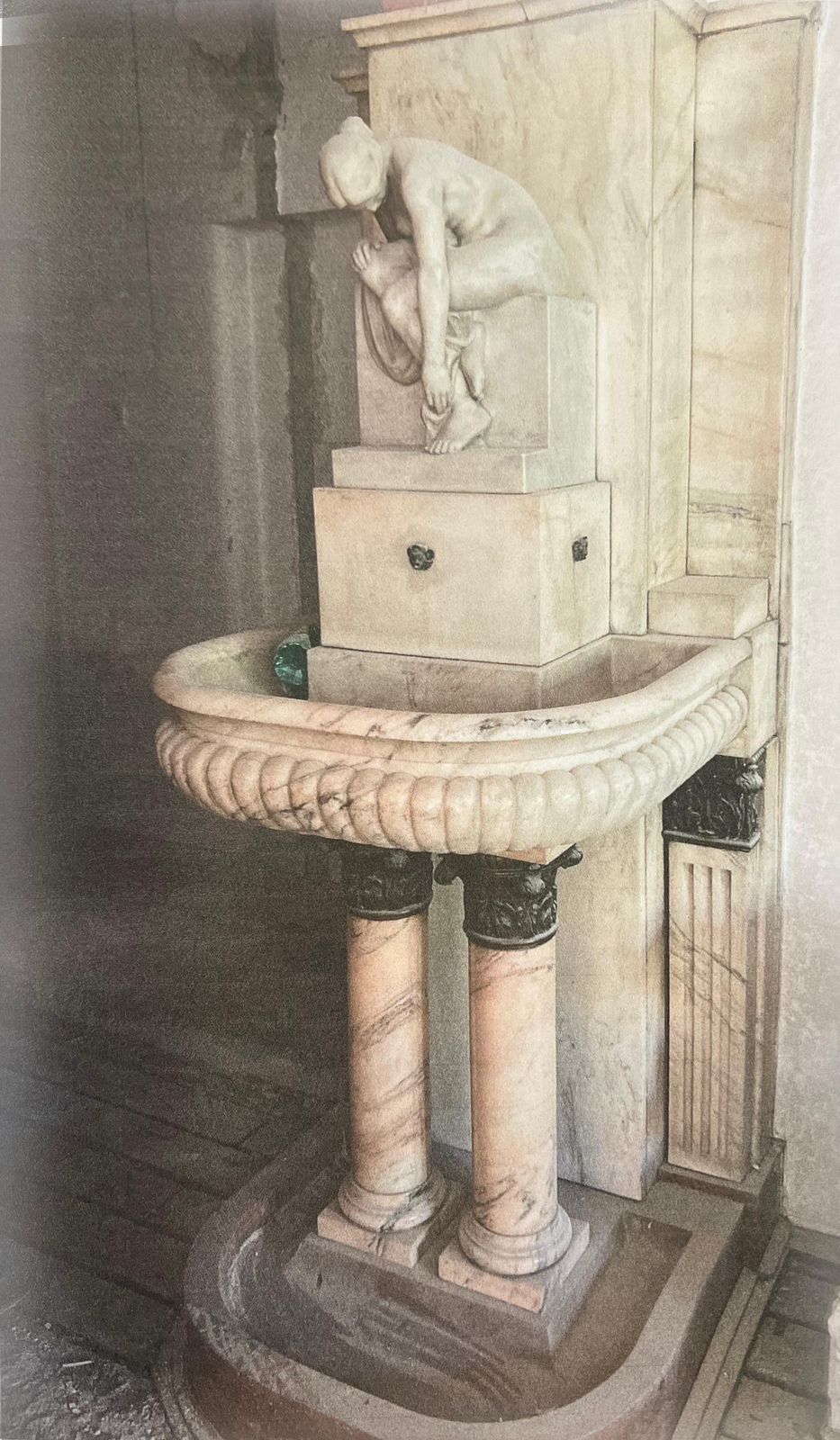 photo for sale Monumental Marble Fountain With Sculpture Of Woman. Paris/Budapest, 1920