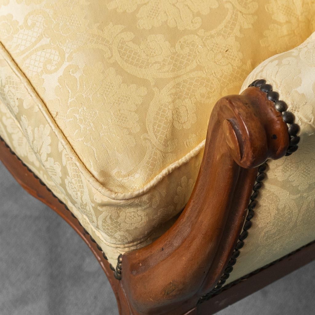 Pair Of Louis Philippe Style Armchairs Wood Yellow Fabric XIX photo 842.0