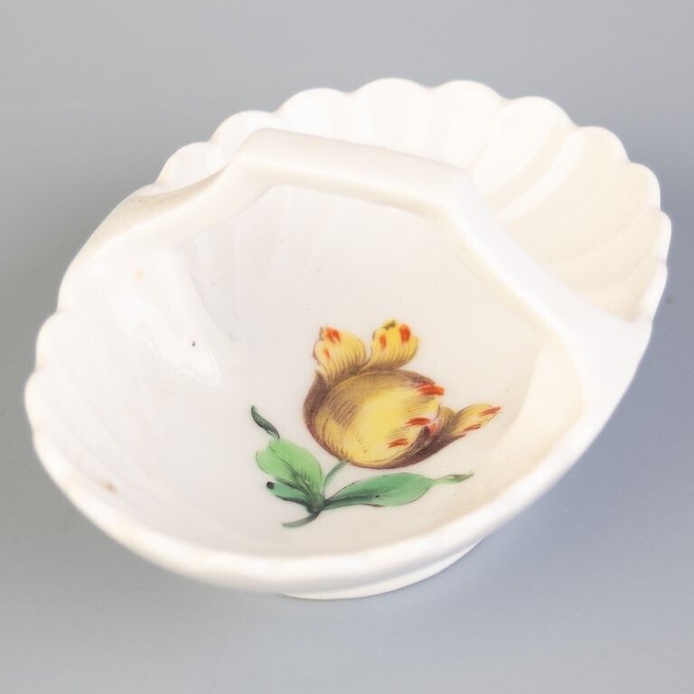 Antique Hand Painted Nymphenburg Reeded Porcelain Basket
