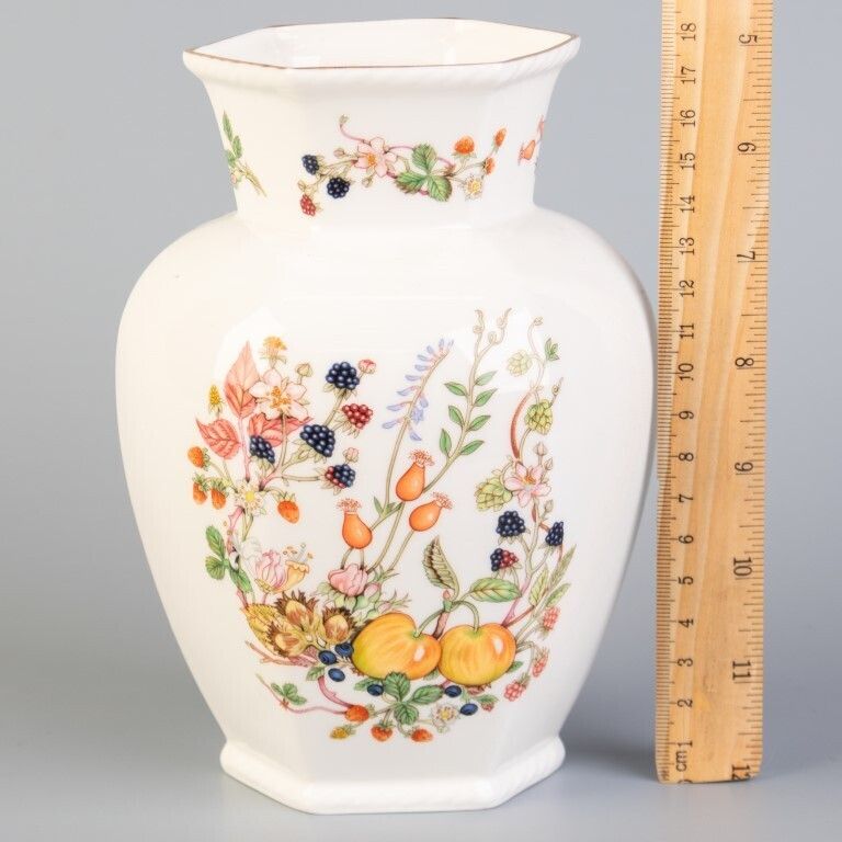 Royal Aysnley Porcelain Ceramic Fruits Vase photo for sale