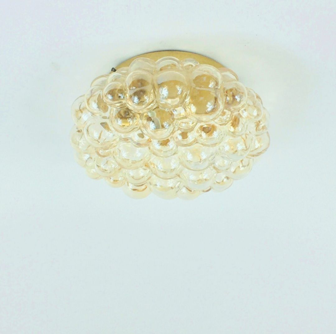 Mid Century Amber Bubble Glass Plafondlamp Van Helena Tynell Voor Limburg, Duitsland, Jaren 1960