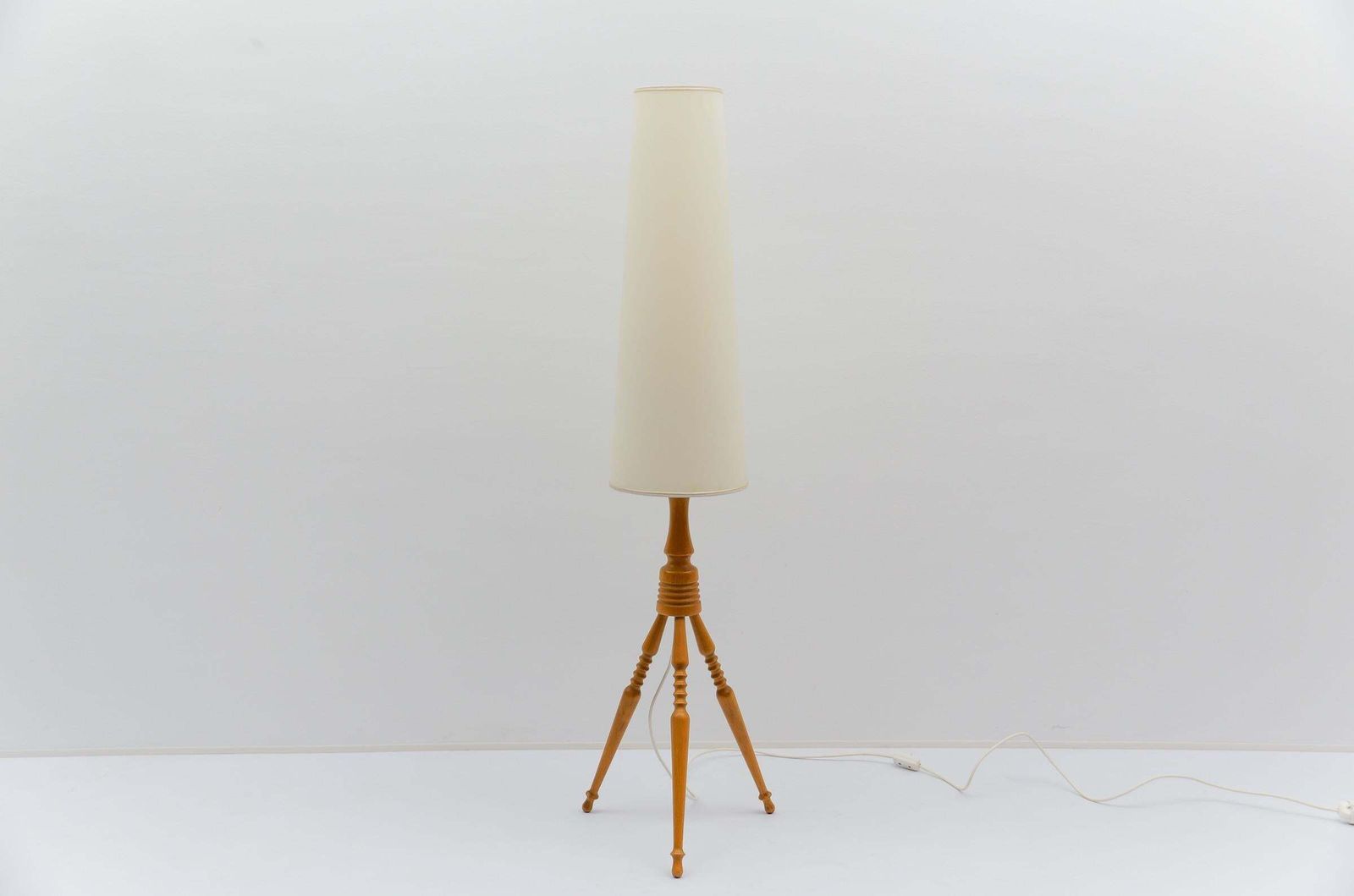 Lovely Mid Century Modern Floor Lamp In Wood, 1960s, France photo for sale