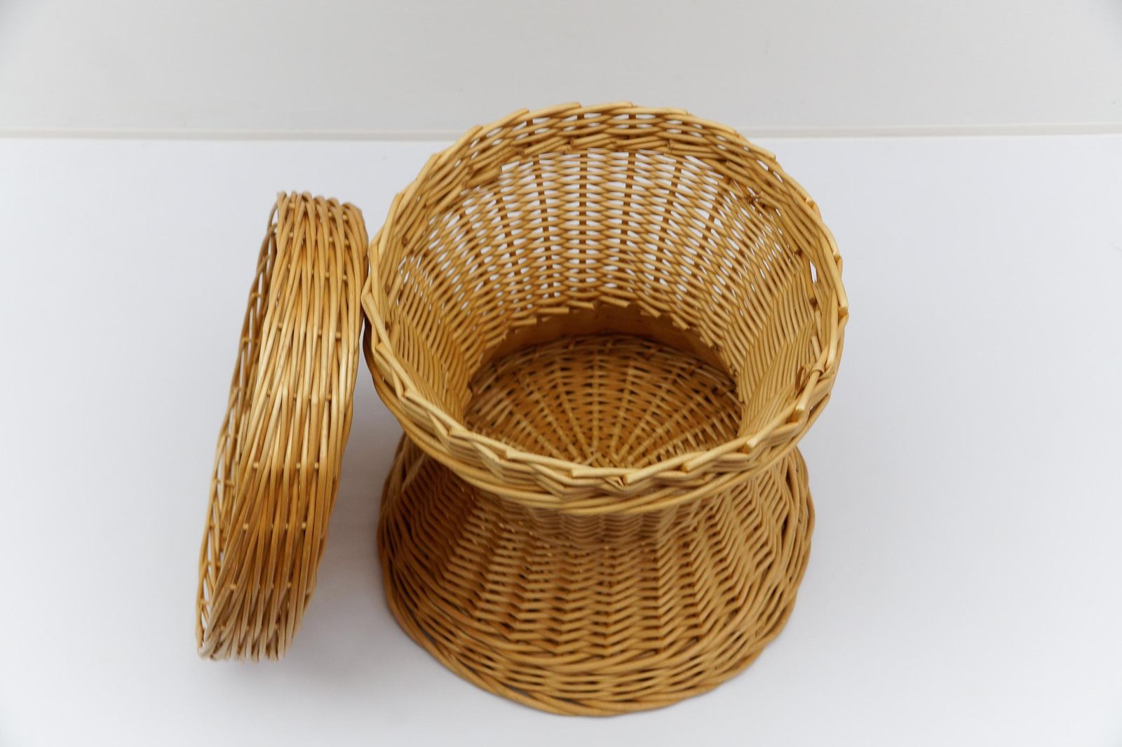 Mid Century Modern Rattan Stool With Storage Space, Italy 1960s photo buy