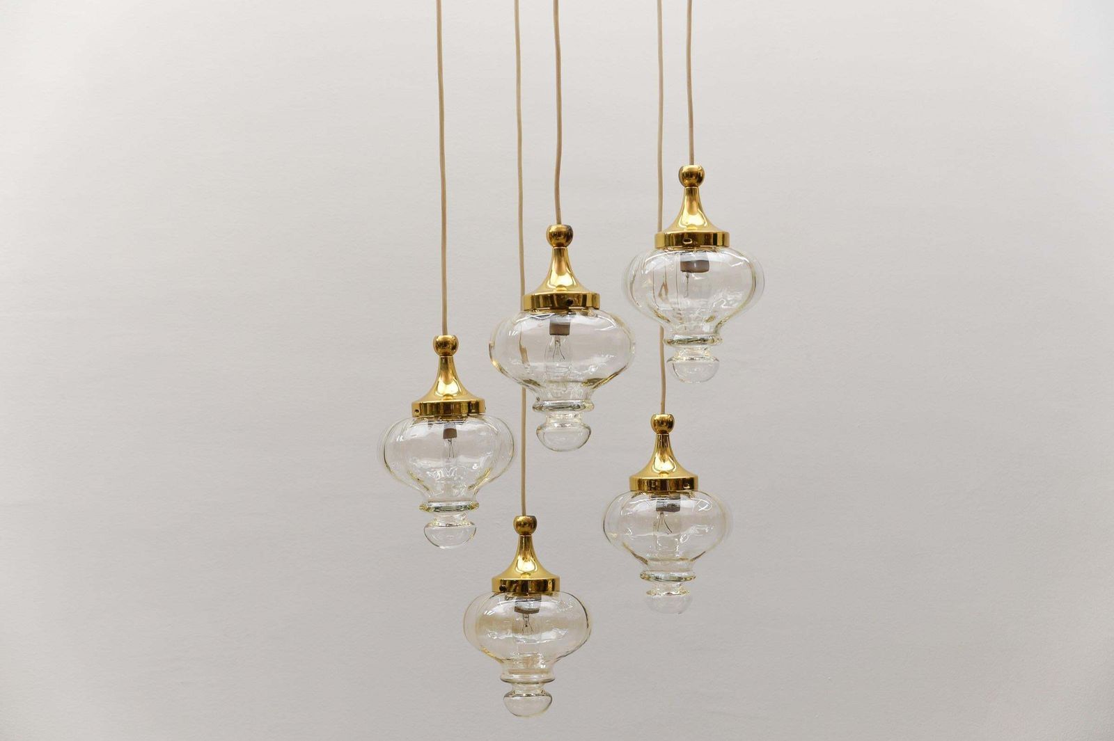 Lovely Amber And Gold Mid Century Modern Cascading Lamp By Wila, 1960s Germany photo vinterior
