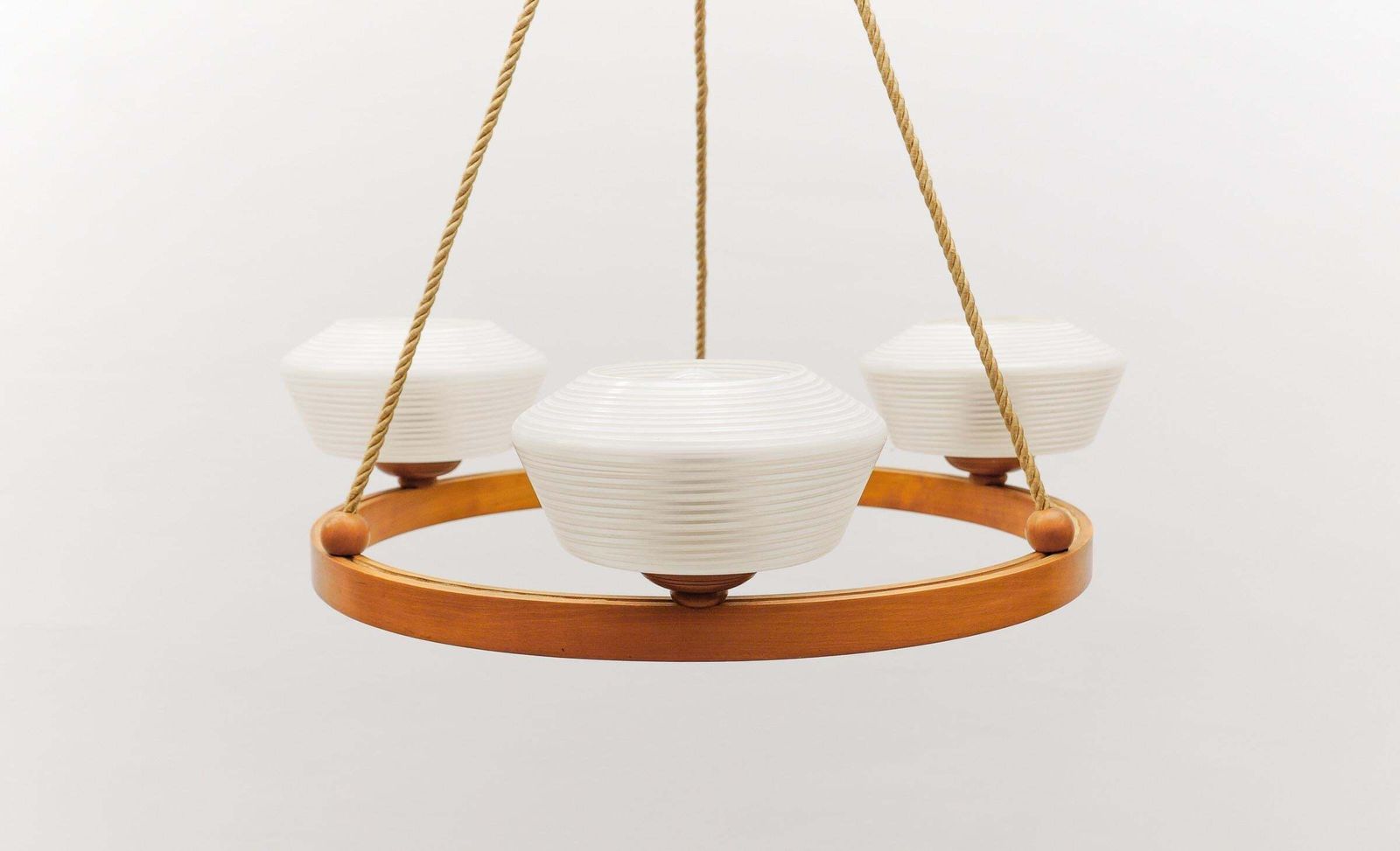 Lovely Round Plywood Scandinavian Mid Century Modern Ceiling Lamp, 1950s photo buy