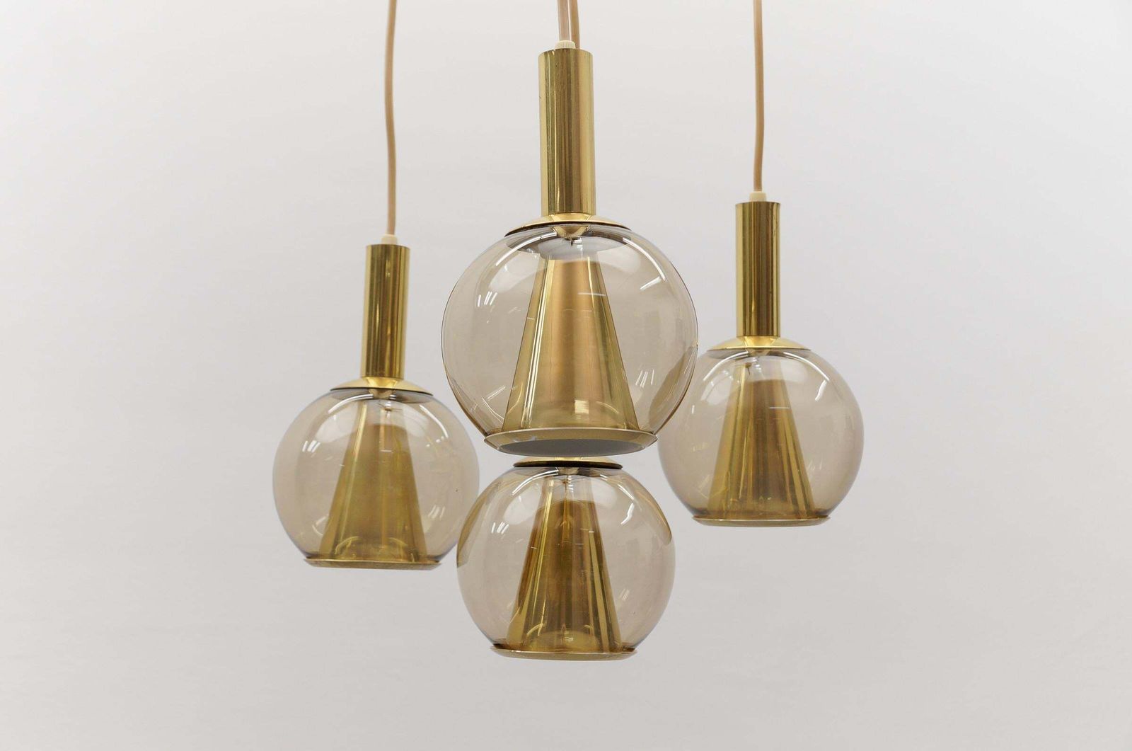 Lovely Brass And Smoked Glass Mid Century Modern Cascading Lamp, 1960s Germany photo 1244.0