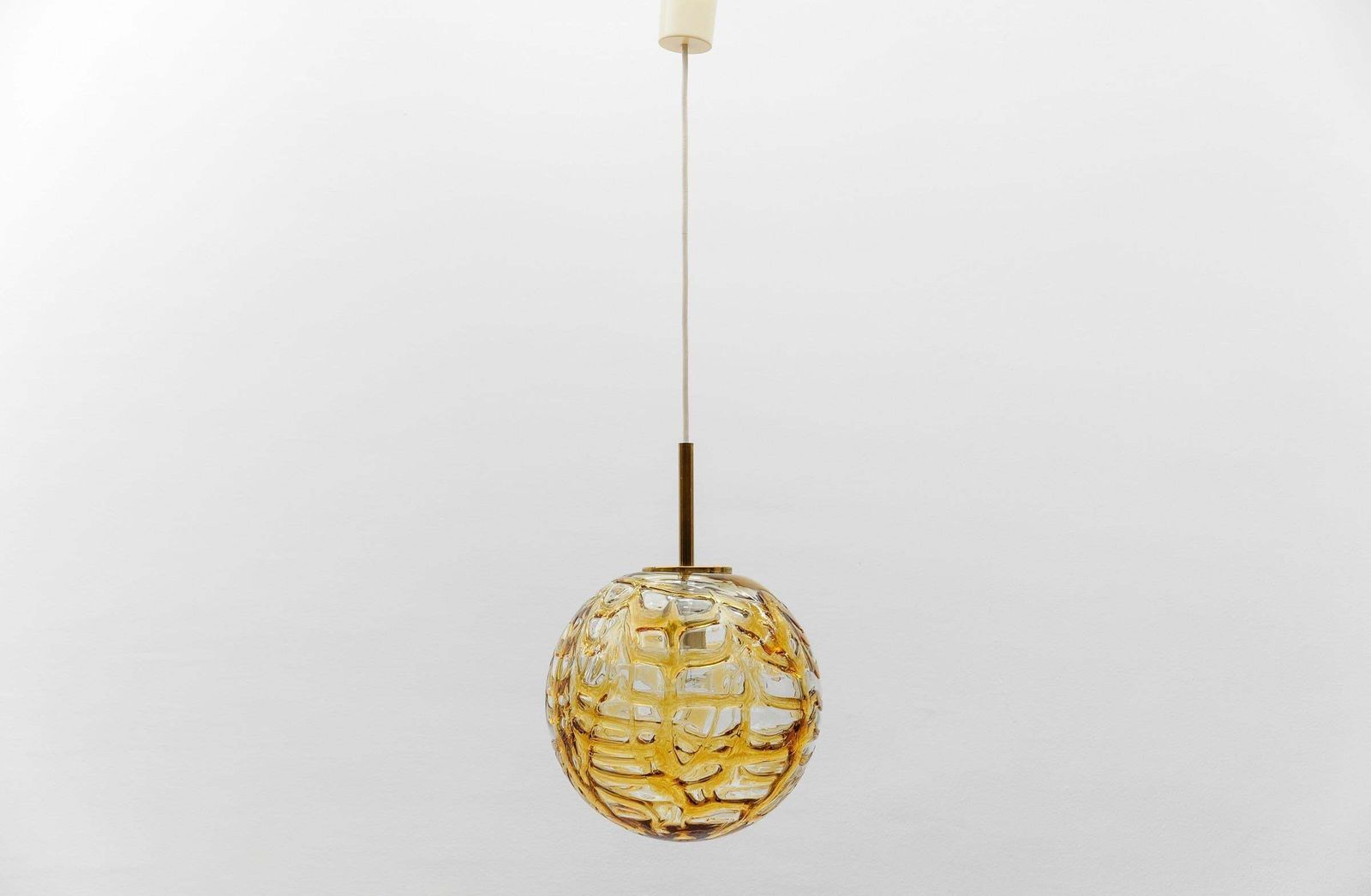 Beautiful Yellow Murano Glass Ball Pendant Lamp By Doria,   1960s Germany photo furniture