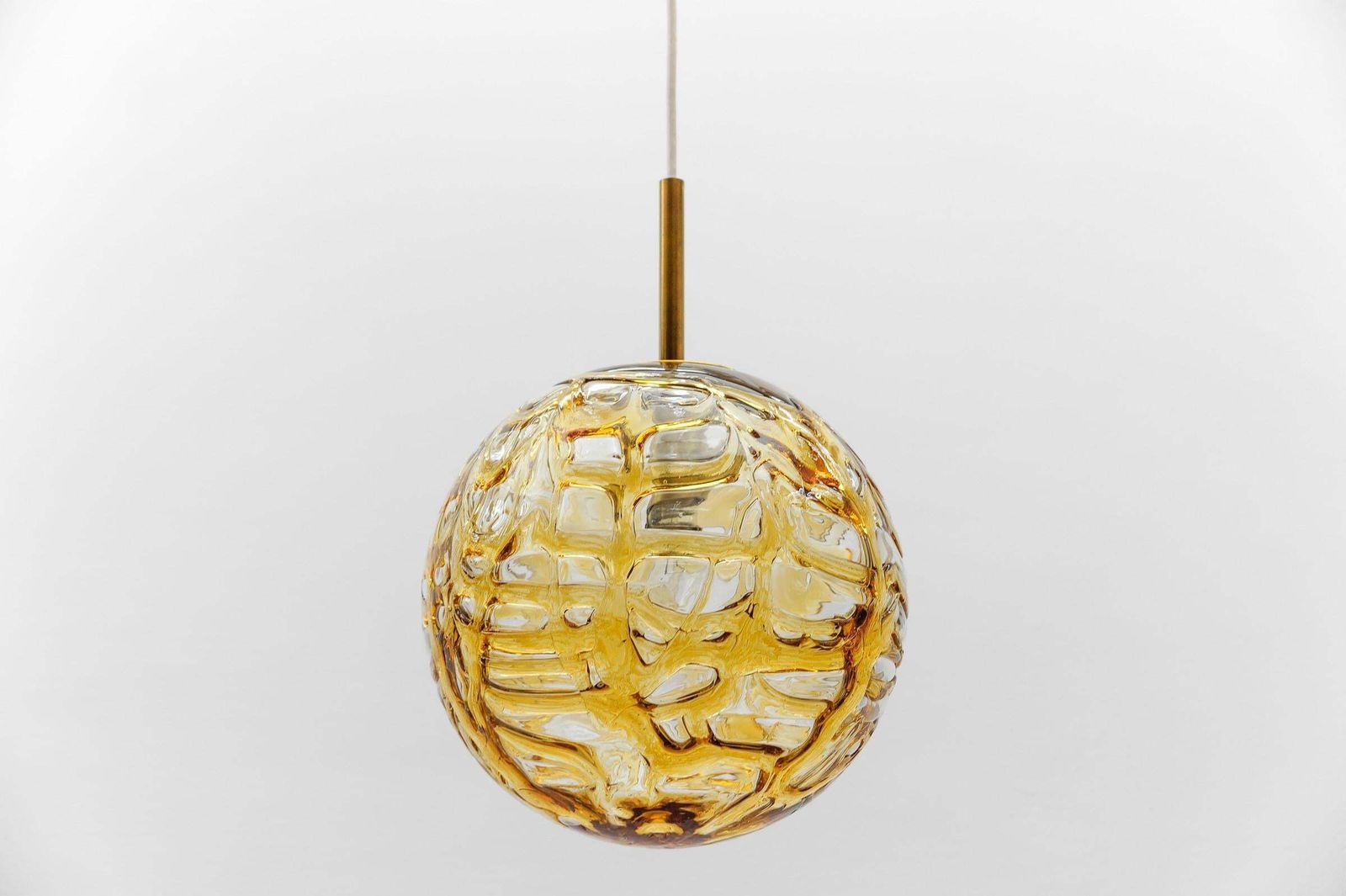 Beautiful Yellow Murano Glass Ball Pendant Lamp By Doria,   1960s Germany photo vinterior