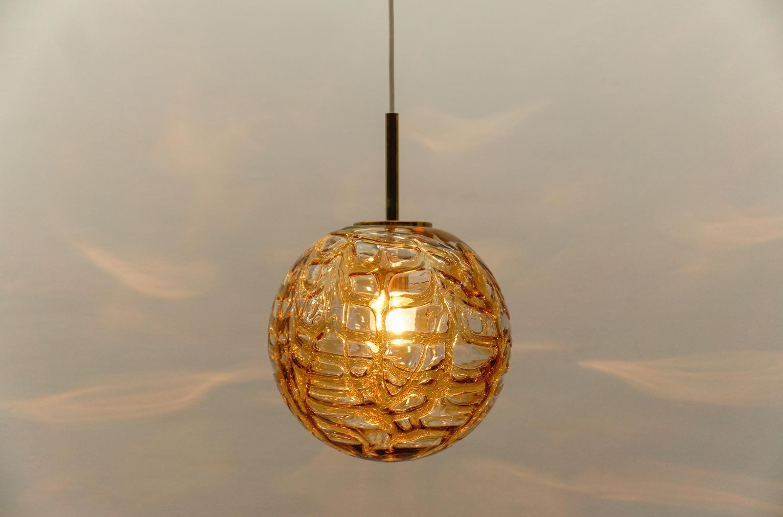 Beautiful Yellow Murano Glass Ball Pendant Lamp By Doria,   1960s Germany photo buy