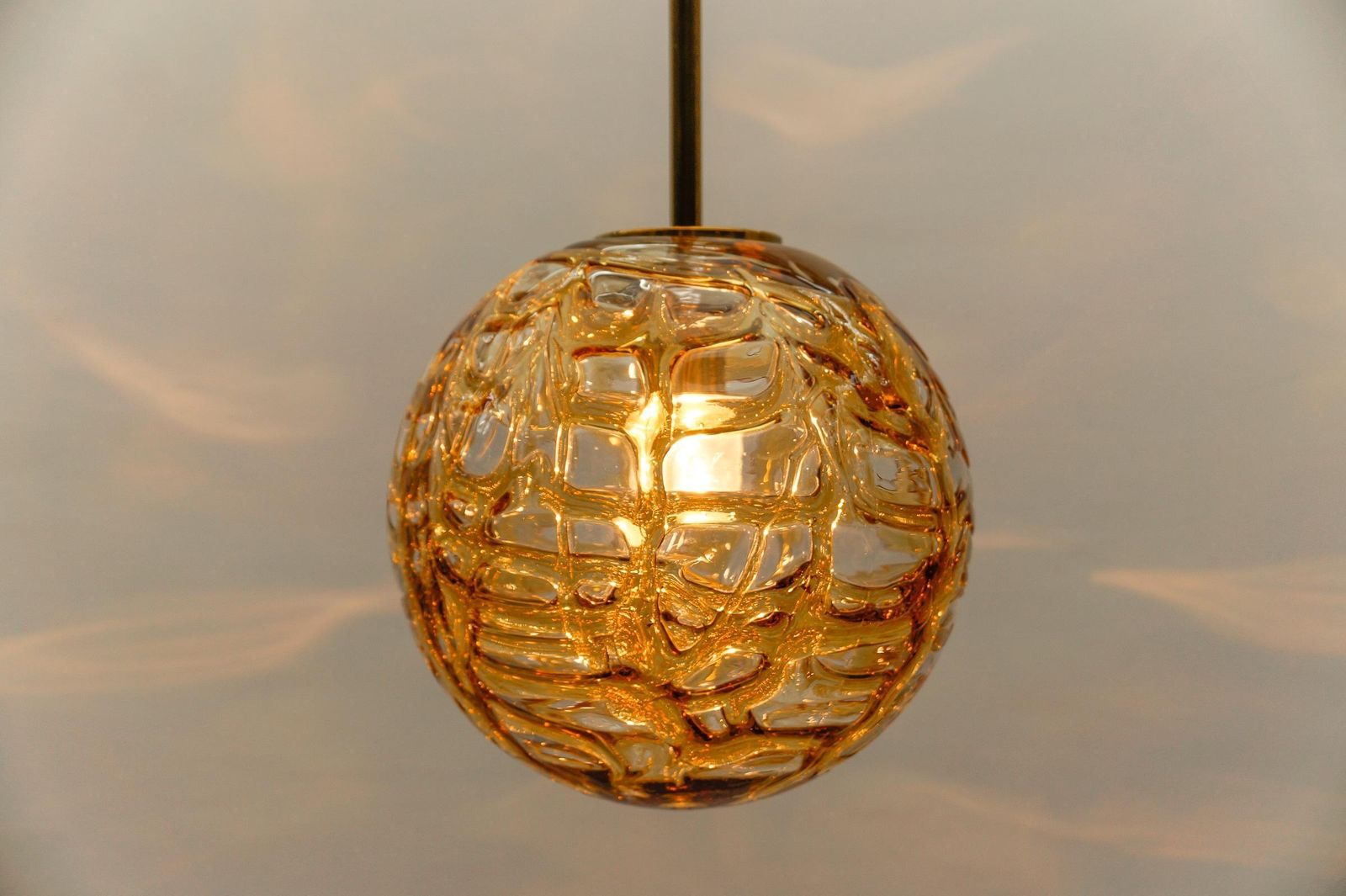 photo furniture Beautiful Yellow Murano Glass Ball Pendant Lamp By Doria,   1960s Germany