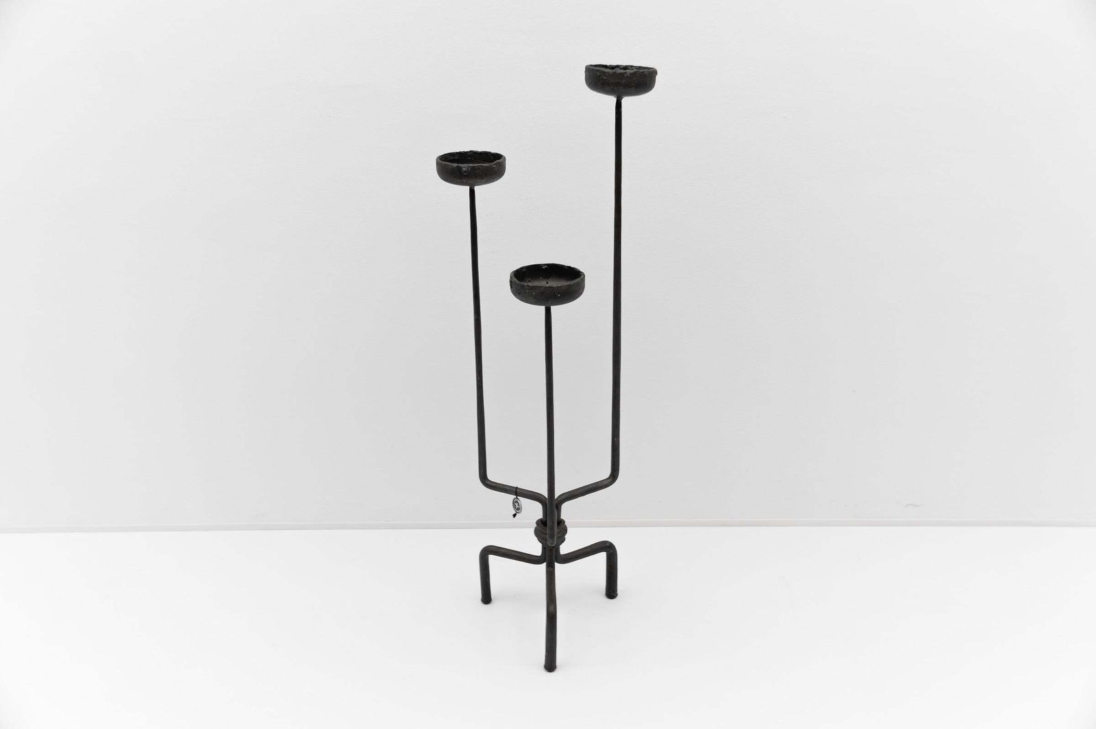 photo for sale Lovely Floor Wrought Candle Holder By Manfred Bredohl Vulkanschmiede, 1970s