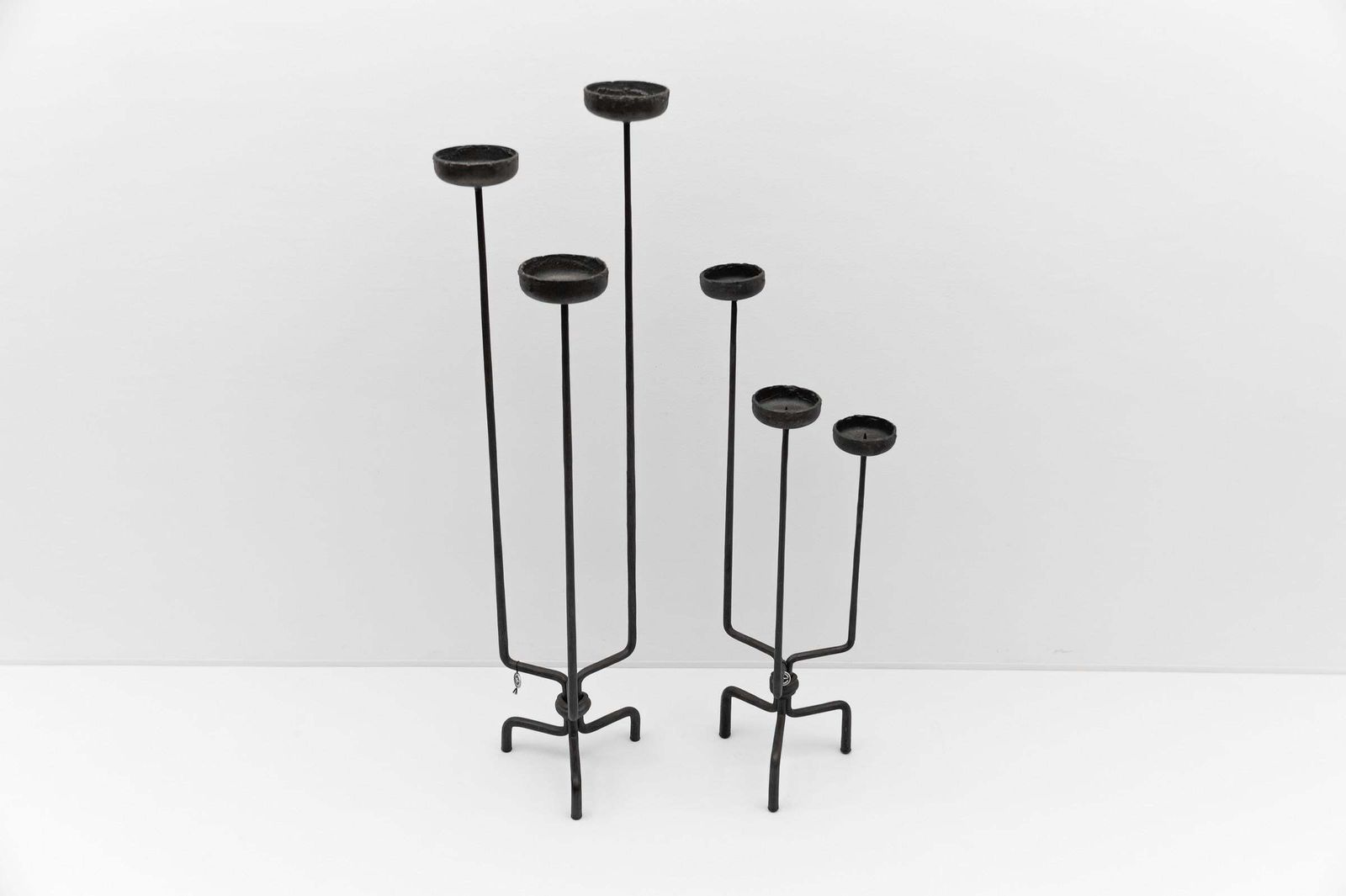 986.0 Lovely Floor Wrought Candle Holder By Manfred Bredohl Vulkanschmiede, 1970s photo
