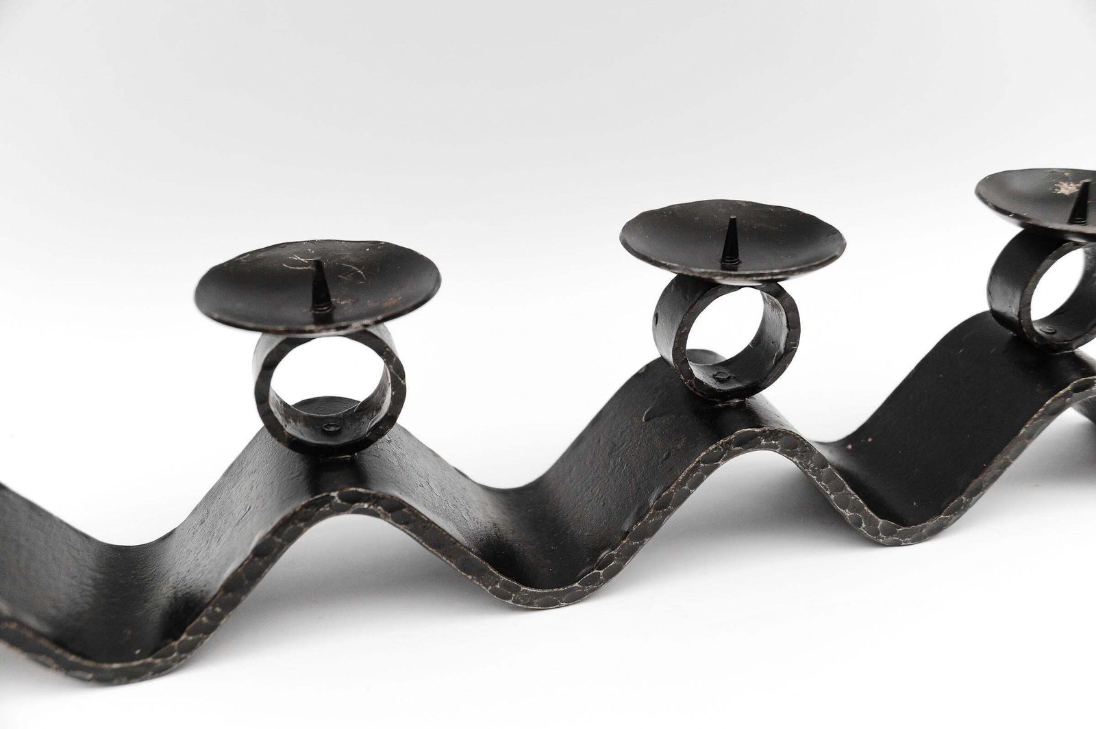 Home Decor Wrought Iron Wave Handmade Artist Brutalist Candleholder, 1960s Austria photo