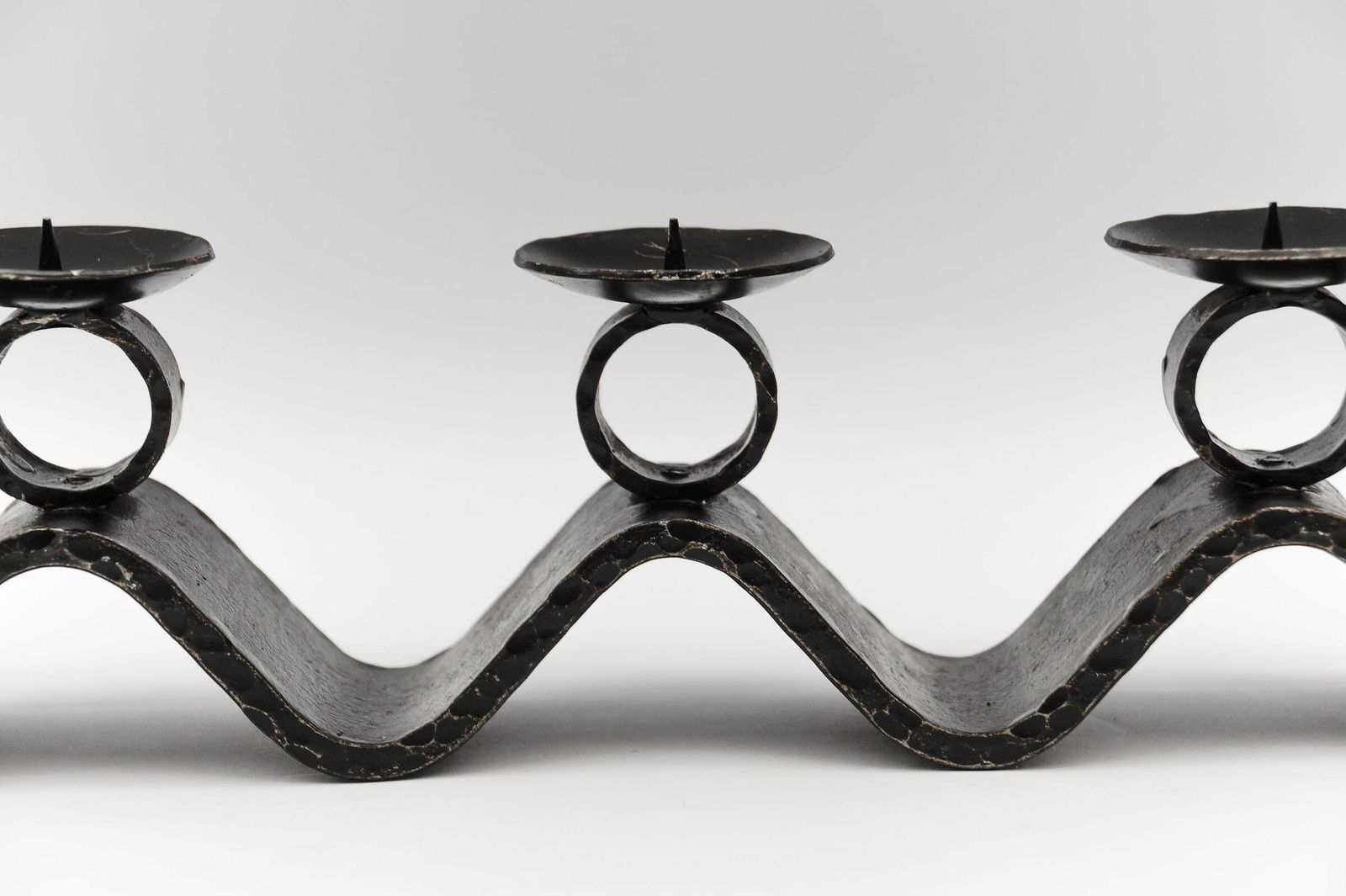 815.0 Wrought Iron Wave Handmade Artist Brutalist Candleholder, 1960s Austria photo
